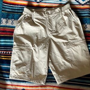 Tan Cargo Shorts with Relaxed Fit and Belt Loops